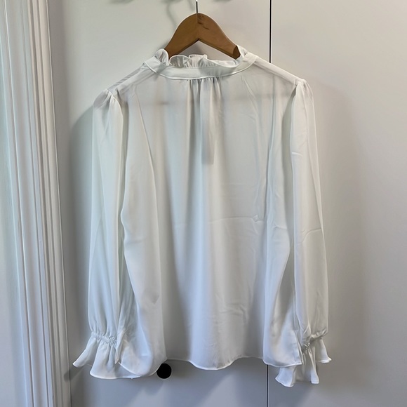Woman’s J.Crew white sheer blouse with ruffle detail, small, new with tags. - Picture 6 of 6